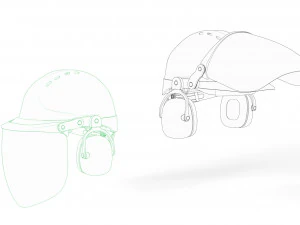 Safety helmet with protective shield 3D Model