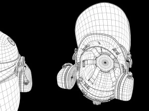 Safety helmet with protective shield 3D Model