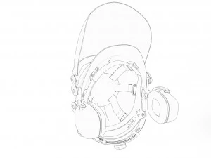 Safety helmet with protective shield 3D Model