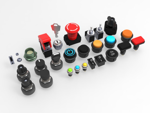 Emergency Buttons and Switches 3D Model
