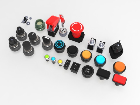 Emergency Buttons and Switches 3D Model