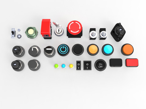 Emergency Buttons and Switches 3D Model