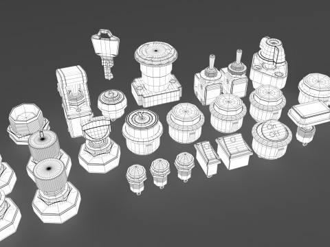 Emergency Buttons and Switches 3D Model
