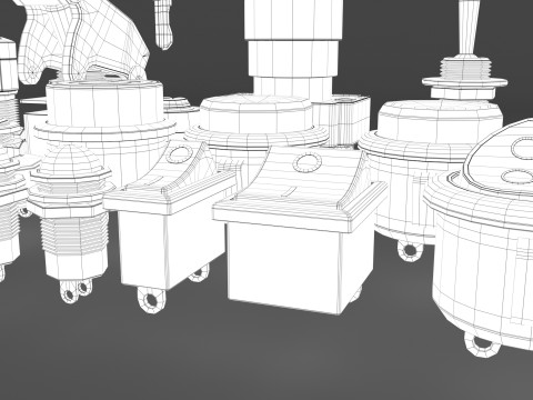 Emergency Buttons and Switches 3D Model