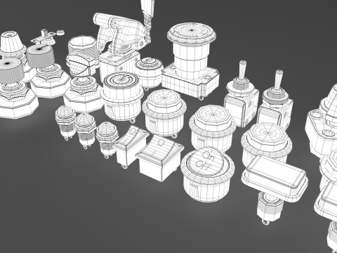 Emergency Buttons and Switches 3D Model