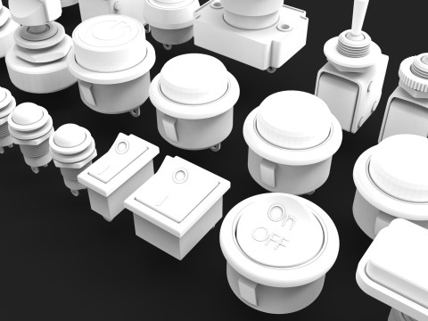 Emergency Buttons and Switches 3D Model