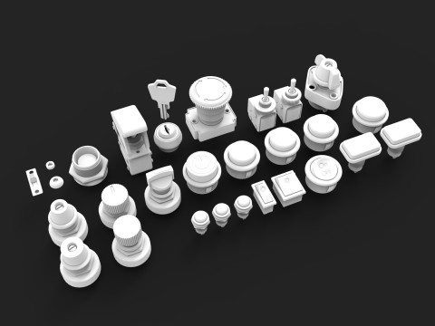 Emergency Buttons and Switches 3D Model