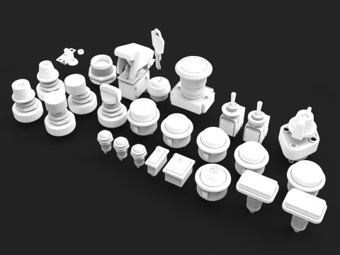 Emergency Buttons and Switches 3D Model