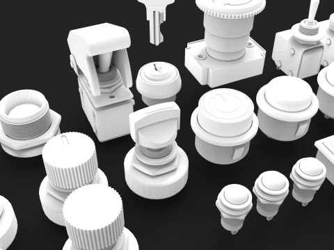 Emergency Buttons and Switches 3D Model