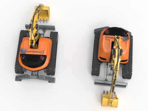 Excavator-remote-controlled demolition robots 3D मॉडल
