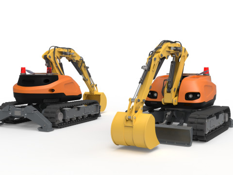 Excavator-remote-controlled demolition robots 3D मॉडल