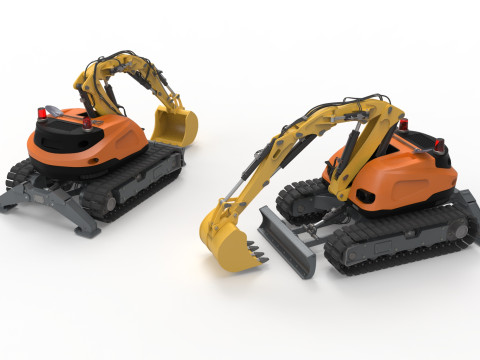 Excavator-remote-controlled demolition robots 3D मॉडल