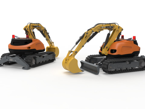 Excavator-remote-controlled demolition robots 3D मॉडल