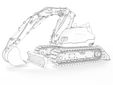 Excavator-remote-controlled demolition robots 3D मॉडल