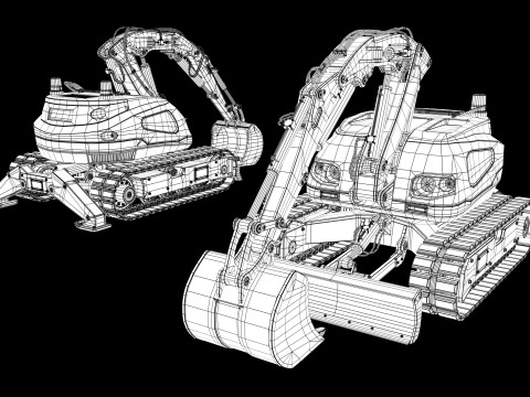 Excavator-remote-controlled demolition robots 3D मॉडल