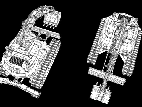 Excavator-remote-controlled demolition robots 3D मॉडल