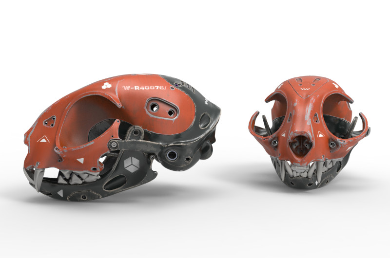 Model Cyborg Cat Skull 3D 모델 .c4d .max .obj .3ds .fbx .stl .blend