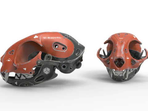 Modelo Crânio de Gato Ciborgue Modelo 3D