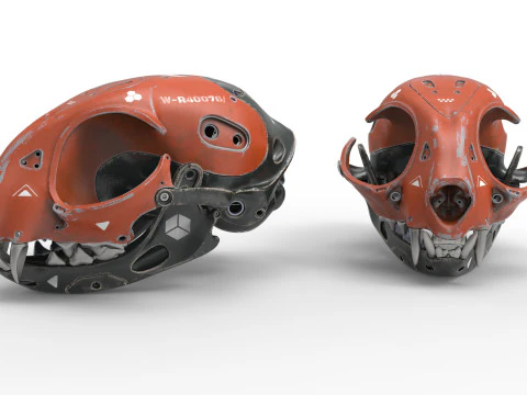 Model Cyborg Cat Skull 3D Model
