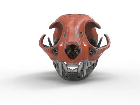 Model Cyborg Cat Skull 3D Model