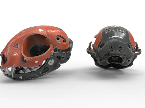 Model Cyborg Cat Skull 3D Model