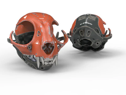 Model Cyborg Cat Skull 3D Model