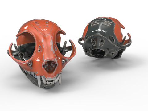 Model Cyborg Cat Skull 3D 모델