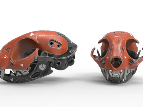 Model Cyborg Cat Skull 3D Model
