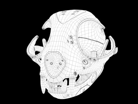 Model Cyborg Cat Skull 3D 모델