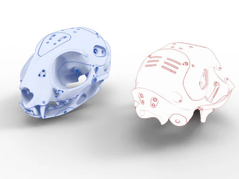 Model Cyborg Cat Skull 3D Model