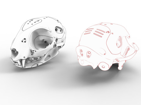 Model Cyborg Cat Skull 3D 모델