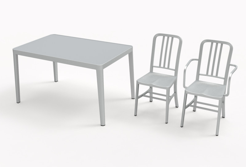 Aluminum chairs and table Model 3D .c4d .max .obj .3ds .fbx .stl .blend