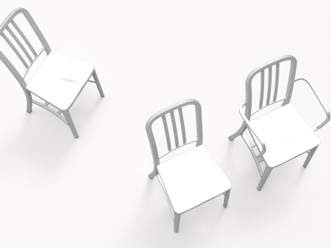 Aluminum chairs and table Model 3D