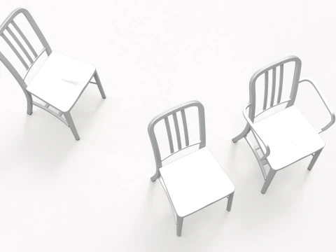 Aluminum chairs and table 3D Model
