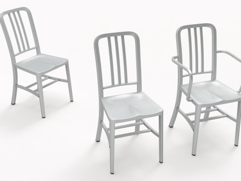 Aluminum chairs and table Model 3D