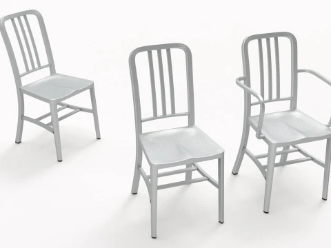 Aluminum chairs and table 3D Model