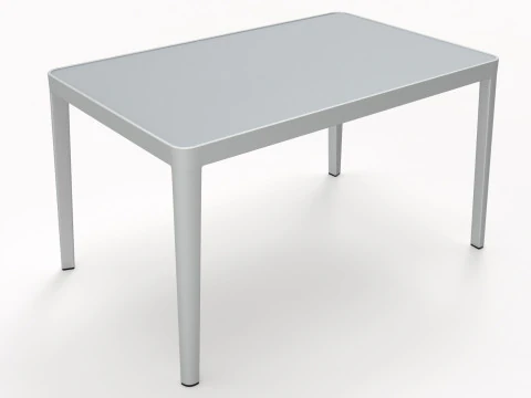 Aluminum chairs and table 3D Model