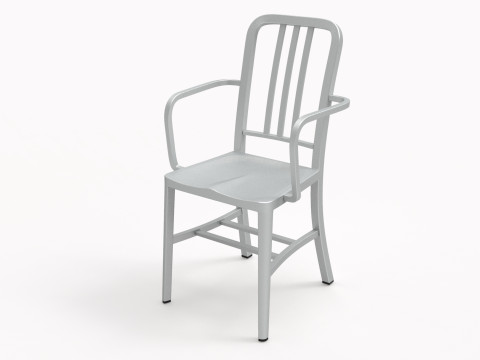 Aluminum chairs and table Model 3D