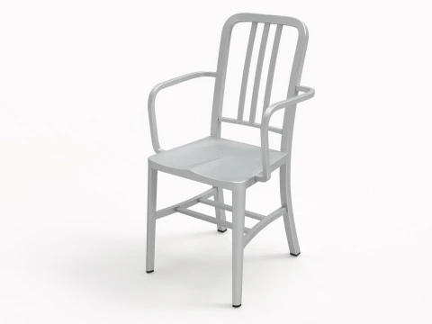 Aluminum chairs and table 3D Model