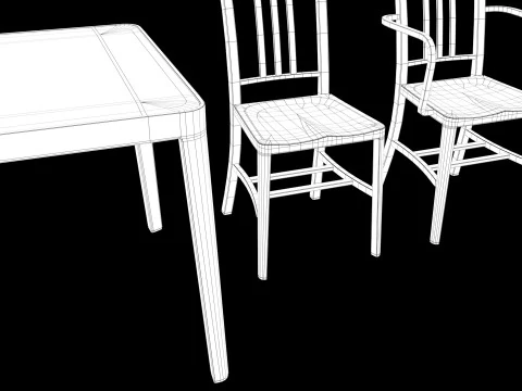 Aluminum chairs and table 3D Model