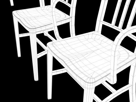 Aluminum chairs and table Model 3D