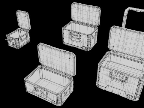 Tool Box Set closed and open 3D Model