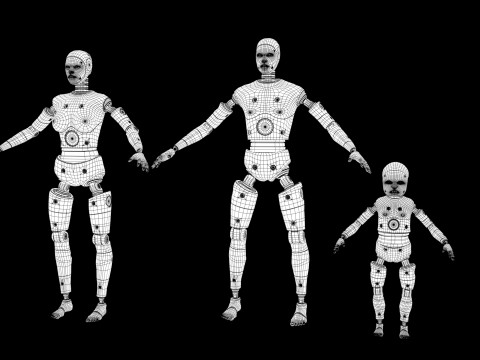 Dummy Robot Android Family man woman child Modelo 3D