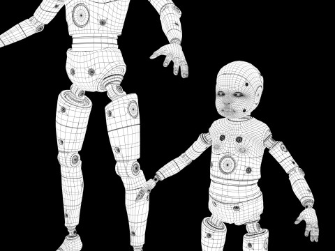 Dummy Robot Android Family man woman child Modelo 3D