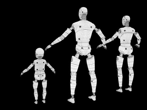 Dummy Robot Android Family man woman child Modelo 3D