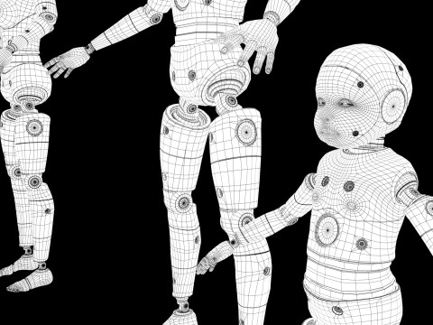 Dummy Robot Android Family man woman child Modelo 3D