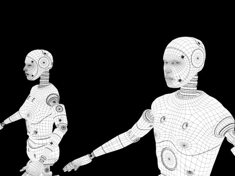 Dummy Robot Android Family man woman child Modelo 3D