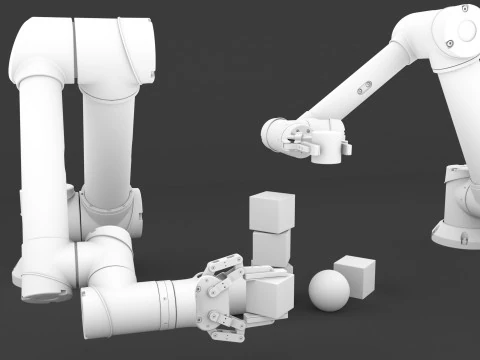 Industrial Robot arm With Robotiq Two Finger 3D Model