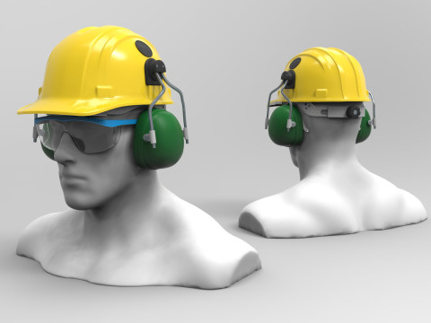 Safety helmet with protective glasses 3D मॉडल