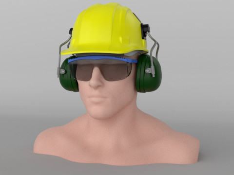 Safety helmet with protective glasses Modello 3D